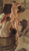 Anders Zorn girls from dalarna having a bath oil painting